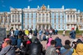 People near The Catherine Palace. Tsarskoye Selo, Saint-Petersburg, Russia Royalty Free Stock Photo